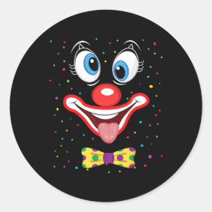Pegatina Redonda Payaso de Carnaval Cara Círculo Vestir Niños Hombr