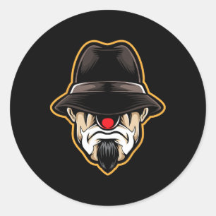 Pegatina Redonda Payaso de Halloween asustado Cholo Gangster