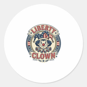 Pegatina Redonda Payaso de la Libertad Patriótico Patriótico Clownc