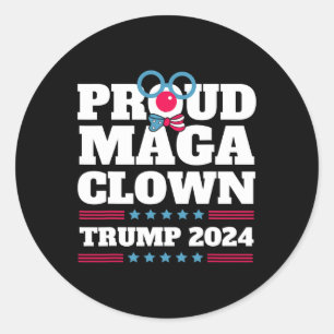 Pegatina Redonda Payaso de Maga Trump 2024 Voto De Trump En Nueva Y