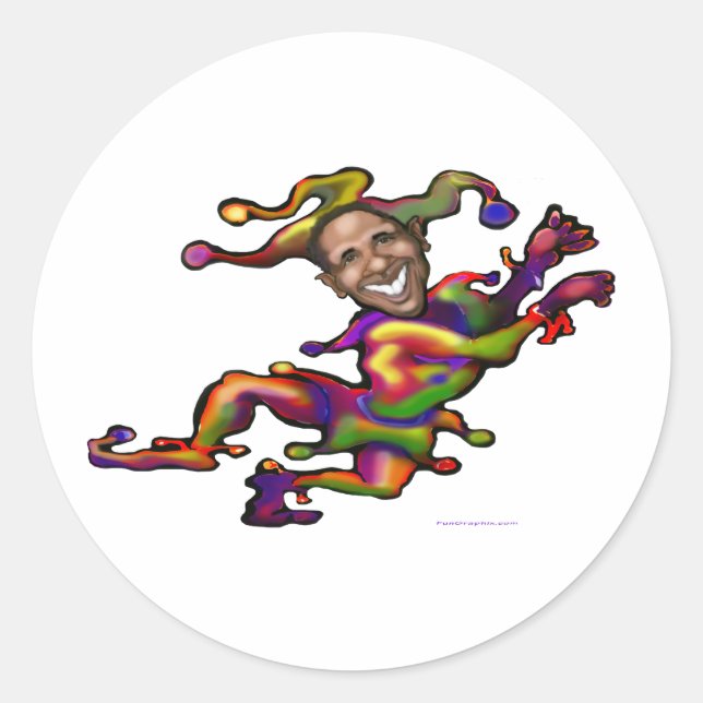 Pegatina Redonda Payaso de Obama (Anverso)