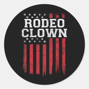 Pegatina Redonda Payaso de Rodeo Orgulloso Bandera Estadounidense U