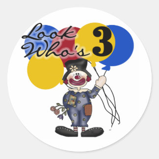 Pegatina Redonda Payaso en el circo: camisetas de cumpleaños y rega