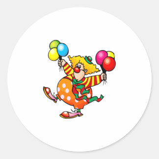 Pegatina Redonda Payaso gordo con globos