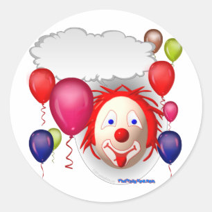 Pegatina Redonda Payaso hablante de cumpleaños