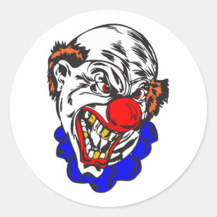 Pegatina Redonda payaso malvado calvo