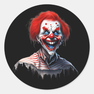 Pegatina Redonda Payaso rojo asustado