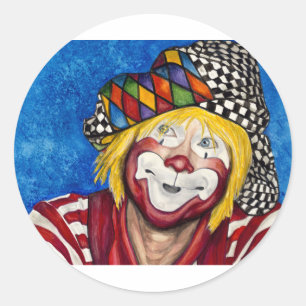 Pegatina Redonda Payaso Ron Maslanka conocido como Sam The Clown