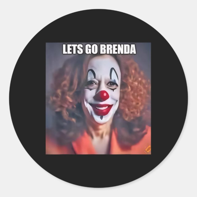 Pegatina Redonda Payaso vamos Brenda (Anverso)