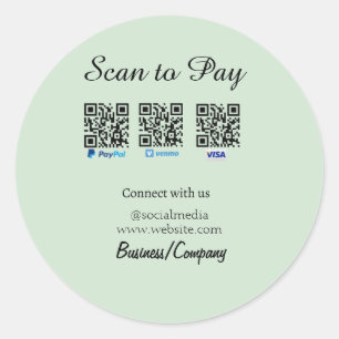 Pegatina Redonda paypal venmo visa tarjeta de escaneo para pagar QR