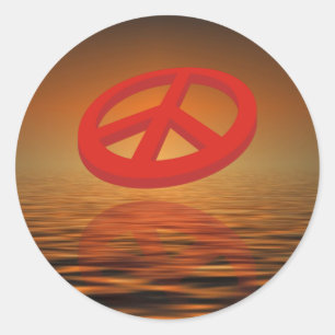 Pegatina Redonda Paz 3D / reflexión   atardecer