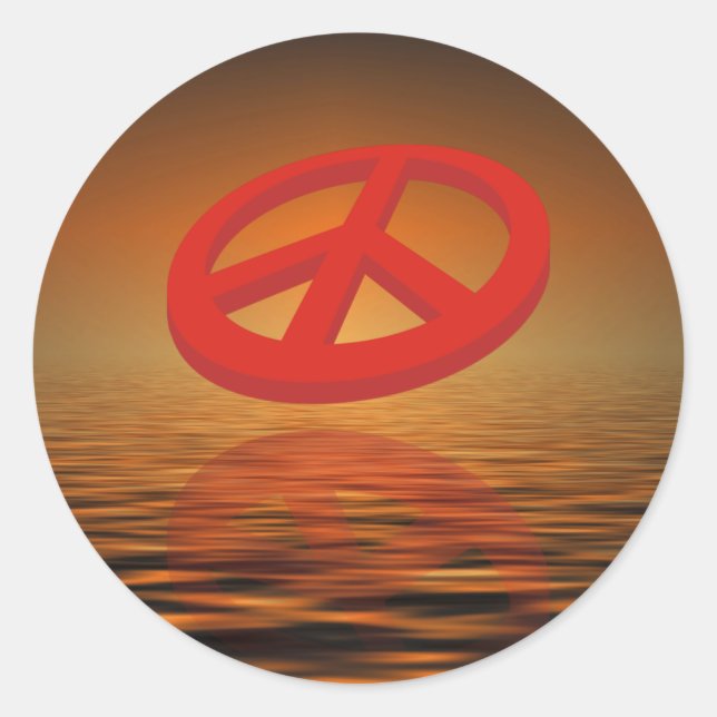 Pegatina Redonda Paz 3D / reflexión | atardecer (Anverso)