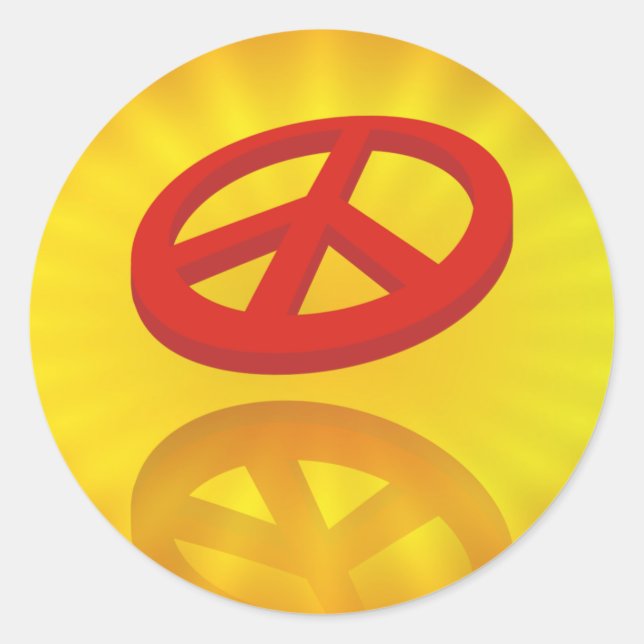 Pegatina Redonda Paz 3D / reflexión | radio amarillo (Anverso)