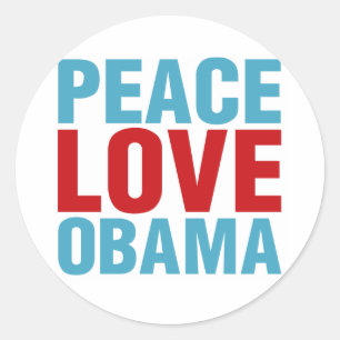 Pegatina Redonda Paz Amar a Obama