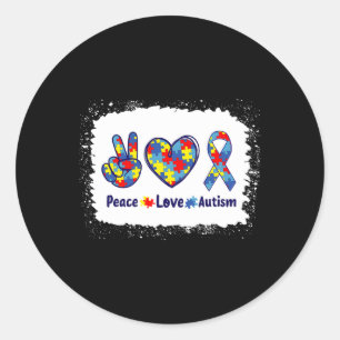 Pegatina Redonda Paz Amar El Autismo En Abril Usamos Azul Para El A