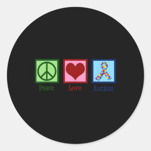Pegatina Redonda Paz Amor Autismo Romper Conciencia Hombres Autista