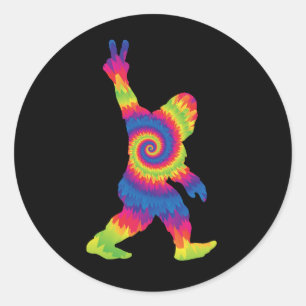 Pegatina Redonda Paz Amor Bigfoot - Amantes de Bigfoot