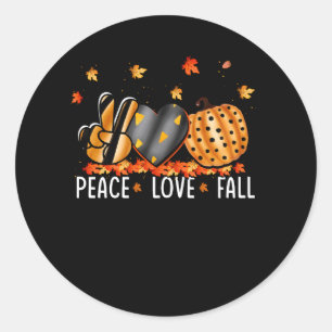 Pegatina Redonda Paz Amor Caída Calabaza Autum Temporada Feliz Caíd