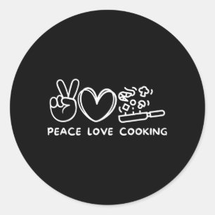 Pegatina Redonda Paz, Amor Cocina Retro Amante De La Cocina Chef Co