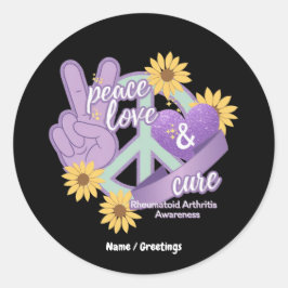 Pegatina Redonda Paz Amor Cura Artritis Reumatoide Conciencia