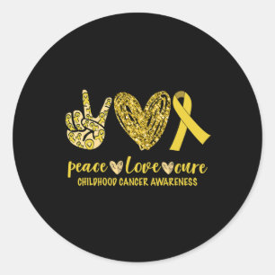 Pegatina Redonda Paz Amor Cura Cinta Conciencia sobre el Cáncer Inf