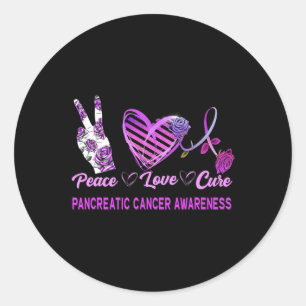 Pegatina Redonda Paz Amor Cura Concienciación Pancreática sobre el 