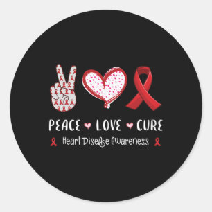 Pegatina Redonda Paz Amor Cura Enfermedad Cardíaca Concienciación H