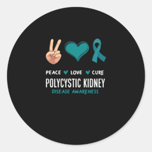 Pegatina Redonda Paz Amor Cura Enfermedad Renal Poliquística