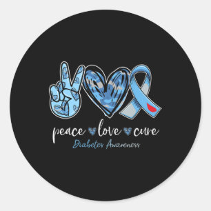 Pegatina Redonda Paz amor cura la sangre azul conciencia de la diab