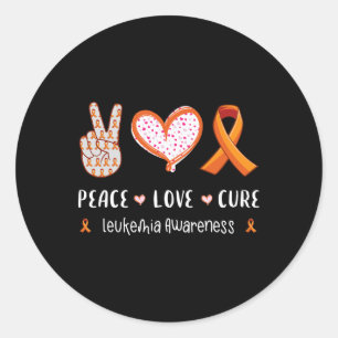 Pegatina Redonda Paz Amor Cura Leucemia Sensibilización Hombres Muj