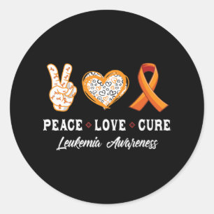 Pegatina Redonda Paz Amor cura Leukemia Concienciación de mujeres n