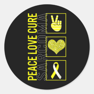 Pegatina Redonda Paz Amor cura Sarcoma Sarcoma Cáncer de Hueso Solo