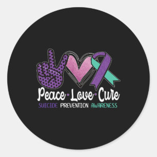 Pegatina Redonda Paz Amor Cura Suicidio Prevención Conciencia