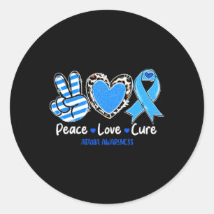 Pegatina Redonda Paz Amor Curar Ataxia Conciencia Regalos de Apoyo