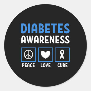 Pegatina Redonda Paz Amor Curar Diabetes Conciencia 3