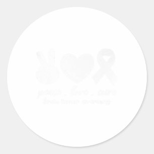 Pegatina Redonda Paz Amor Cure Cerebro Tumor Conciencia Mes Para Wo