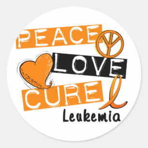 Pegatina Redonda Paz Amor Cure Leukemia