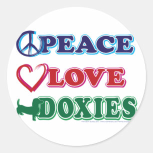 Pegatina Redonda Paz-Amor-Doxies-Dachsund