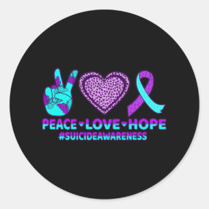 Pegatina Redonda Paz Amor Esperanza Feliz Prevención del Suicidio C