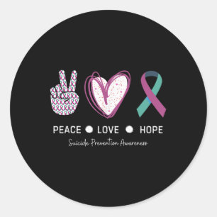 Pegatina Redonda Paz Amor Esperanza Prevención del Suicidio 2024