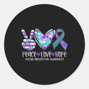 Pegatina Redonda Paz Amor Esperanza Prevención Suicidio Conciencia