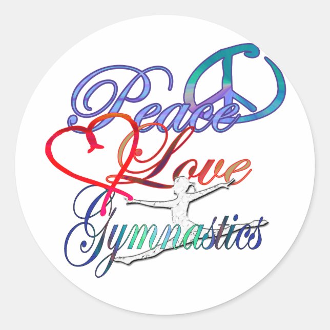 Pegatina Redonda Paz, amor, gimnasia (Anverso)