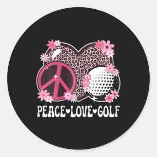 Pegatina Redonda Paz Amor Golf Amante Estampado Leopardo Mujeres Ch