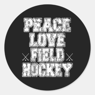 Pegatina Redonda Paz Amor Hockey Sobre Hierba