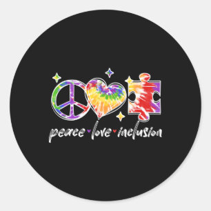Pegatina Redonda Paz Amor Inclusión Arco Iris Awaren Autismo