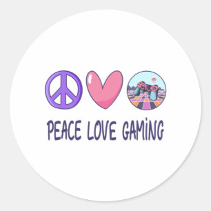 Pegatina Redonda Paz Amor Juegos