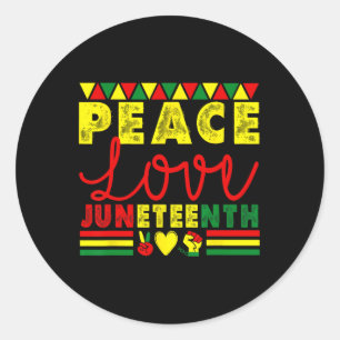 Pegatina Redonda Paz Amor Junetdecia Afroamericano Histo Negro