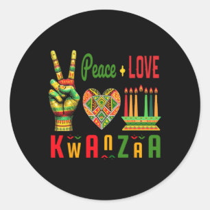 Pegatina Redonda Paz Amor Kwanzaa Patrimonio africano, arte cultura