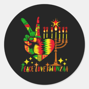 Pegatina Redonda Paz Amor Kwanzaa Patrimonio Africano-Estadounidens