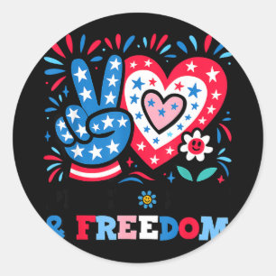 Pegatina Redonda Paz amor libertad patriótico Paz amor libertad pa